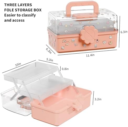Covetree Three-Layer Multipurpose Storage Box with Handle – Ideal for Hair Accessories, Sewing Supplies, Art Supplies, Medicine, and Tools Organizer for Kids (transparent) - Image 2