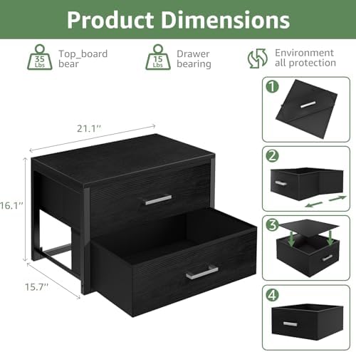 BOLUO Stackable Storage Drawers Closet Organizers and Storage Fabric 2 Drawer Dresser for Bedroom Office Black Modern - Image 3