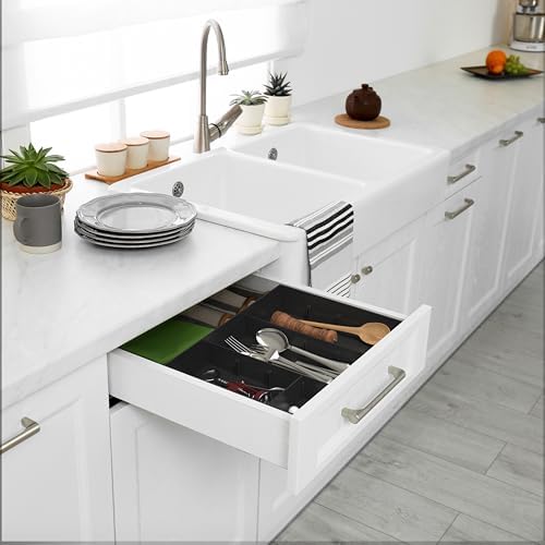 Simple Houseware Drawer Organizer Tray, 9 Adjustable Compartments, Black - Image 5