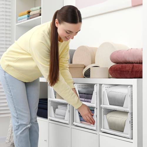 Sorbus Stackable Closet Organizer, Open-Front Shelf Bins (4 Medium) - Image 7