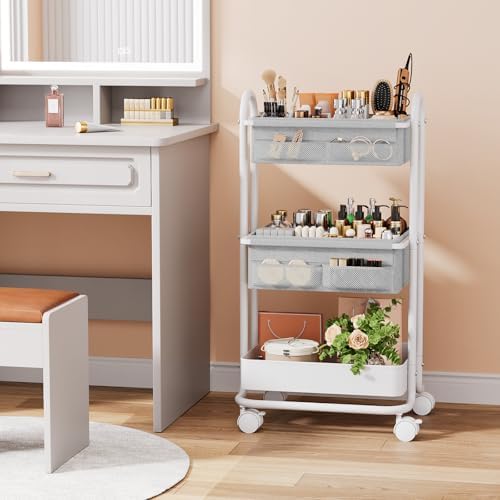Modanais Baby Diaper Caddy Organizer Cart - 3 Tier Rolling Cart, Light Gray - Image 5