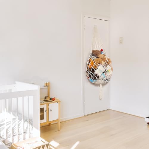 Amdermi Stuffed Animal Hammock Corner, Boho Macrame Plush Toy Storage Net for Wall, Hanging Stuffed Animal Holder for Nursery, Playroom, Kids Room, Cream (Pack of 2) - Image 6