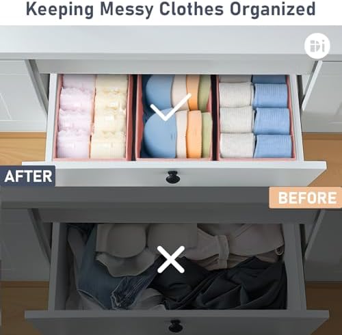 DIMJ Drawer Organizer - Clothes Storage Set of 3, Pink: Sock, Underwear, Bra, Tie, Belt Dividers - Image 5