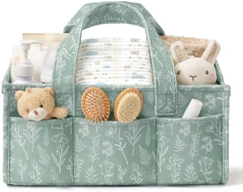 Corduroy Baby Diaper Caddy Organizer with Handles, Nursery Storage Basket by Unknown