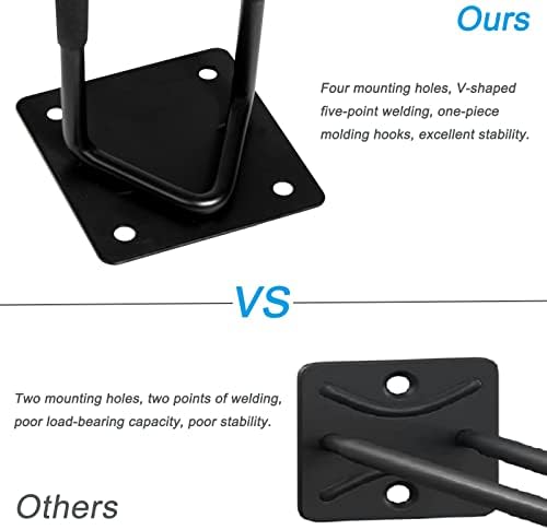 Garage Hook Hangers 2 Pcs, Shovel Holder Wall Mount, Rake Racks, Upgraded Ladder Hanger, Heavy Duty Folding Chair Rack, Garden Tool Hooks for Hanging Yard Tools, Ladders, Bikes and More - Image 6