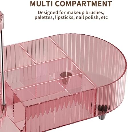 360 Rotating Makeup Organizer for Vanity, 2 Perfume Trays with 5 Compartments Cosmetic & Skincare Storage, Multi-Purpose Countertop Organizers for Bathroom, Desk, Pantry, Space-Saving Beauty Organizer - Image 4