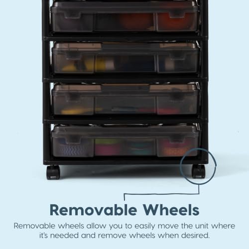 IRIS USA Rolling Cart with Drawers |Made in USA| 6-Tier Cases - Black/Gray - Image 4