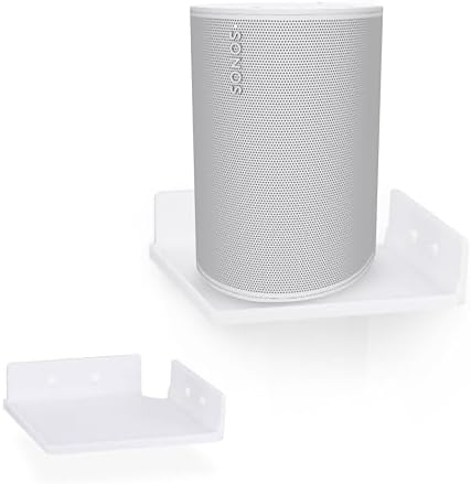 9" Small Corner Shelf Mount, Adhesive & Screw in, for Speakers, Cameras, Baby Monitors, Plants, Books Electronics, Collectibles & More, Floating Shelves (White) by Brainwavz by Brainwavz