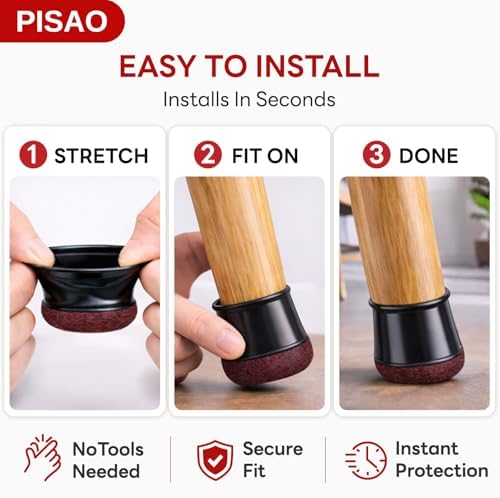 PISAO 24 Pcs Chair Leg Floor Protectors Caps Cover Pad for Hardwood Floors - Image 5