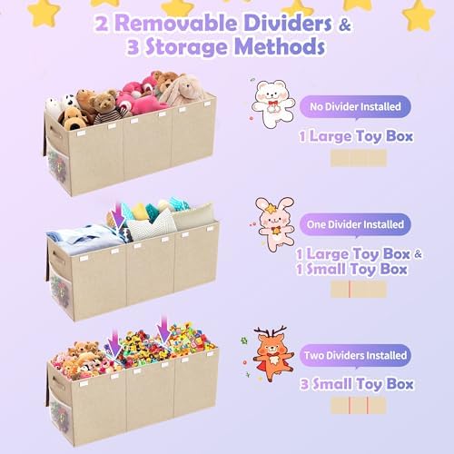 Extra Large Toy Box, Collapsible Toy Storage Organizer, 40"x16"x16", Beige - Image 6