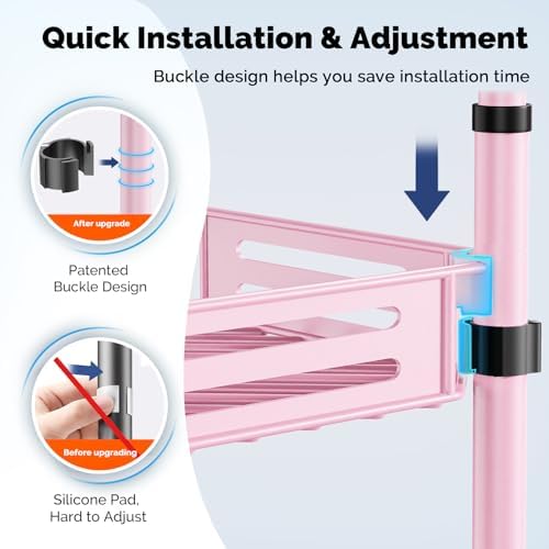 HAMITOR Corner Shower Caddy, 4 Tier Adjustable Bathroom Organizer - Pink - Image 3