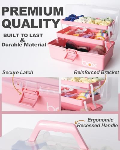 TERGOO 13in Lager Plastic Craft Organizer and Storage 3-Layer Tackle Box - Image 3