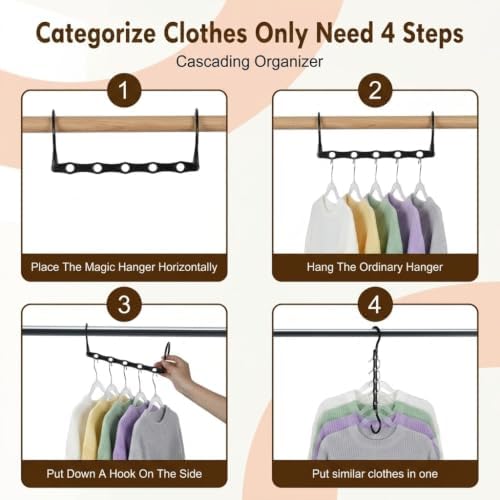 HOUSE DAY 10 Pack Space Saving Hangers, Black, Premium Smart Hanger - Image 3