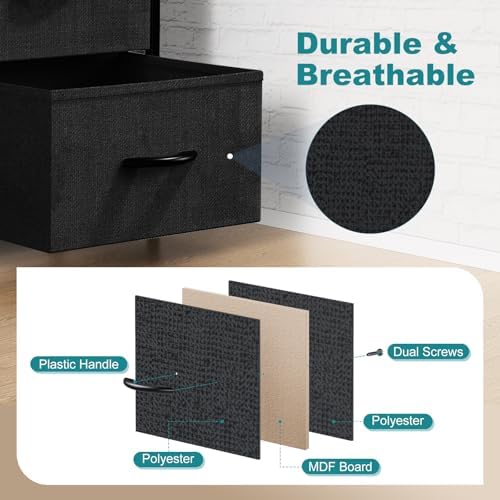 OLIXIS Black Dresser for Bedroom Tall, 8 Storage Fabric Drawers for Closet - Image 6