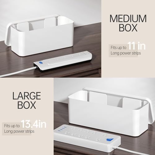 YECAYE 2 Pack Cable Management Box, Pet Friendly Cable Box Organizer for Home & Office, Child-Proof Floor Cord Cover, Cord Management and Cord Hider, White - Image 6