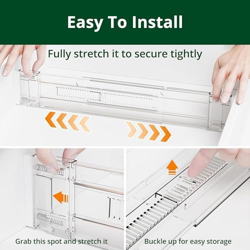 Clear Drawer Dividers Organizers, Adjustable Expandable Drawer Divider Organizer for Clothes, Dresser, Kitchen & Office Drawers, Acrylic Drawer Separators for Bedroom Storage, 4-Pack, Clear Plastic - Image 5