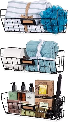 Wall Mounted Wire Basket Kitchen Storage Pantry Organizer Fruit Basket Varying Sizes Set of 3 Black - Image 5