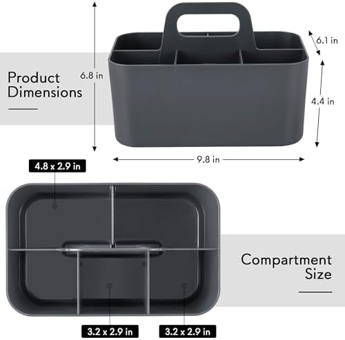 Tiawudi Multipurpose Caddy Organizer, Plastic Caddy with Handle, Stackable Desk Organizer for Stationery, Marker and Pencil, Office Supplies Organizer, Dorm Caddy - Image 3