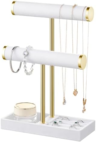 bussdis 2 Tier Bracelet Holder Display, Necklace Holder Organizer, White by BUSSDIS