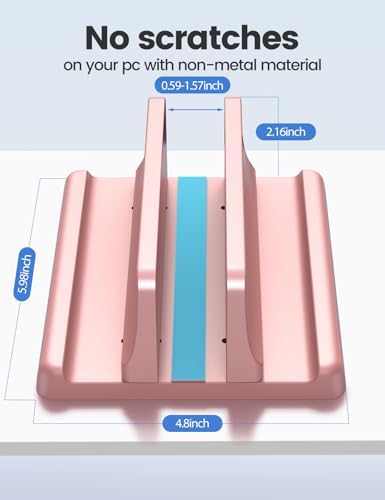 Vaydeer Vertical Laptop Stand Holder Plastic Adjustable Desktop Notebook Dock Space-Saving 3 in 1 for All MacBook Pro Air, Mac, HP, Dell, Microsoft Surface, Lenovo, up to 17.3 inches (Pink) - Image 4
