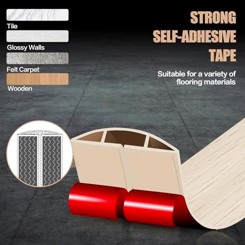 Floor Cord Cover Cavity 0.8"x0.37" Self Adhesive Cord Hider, 3.3FT Low Profile Cable Management, Extension Strip Protector for Wires, Prevent Cable Trips for Offices, Gyms, Exhibitions (Yellow Wood) - Image 4