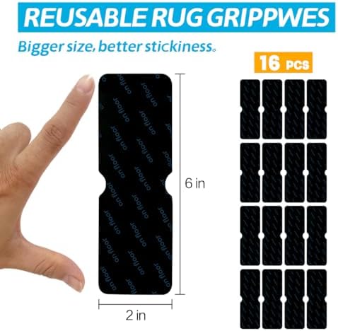 Rug Gripper for Hardwood Floors: 16 PCS No Damage Rug Tape - Anti Slip Rug Grips for Area Rugs – Secure Carpet Tape for Wood Floors, Safe & Strong Hold - Image 2