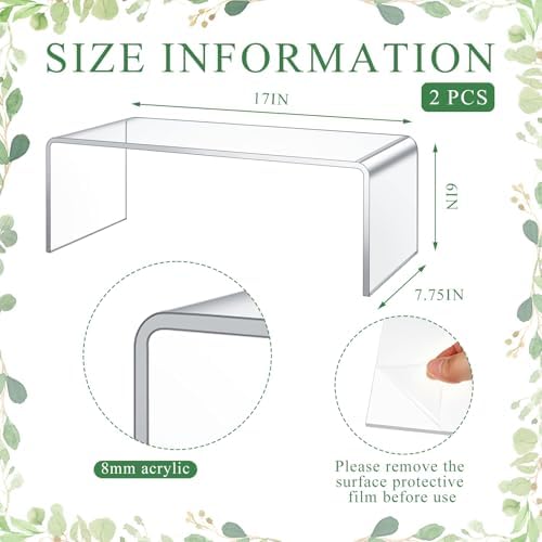 RattanView 2 Pcs 17 Inch Extra Large Clear Acrylic Shelf Riser, 8mm Thick - Image 2