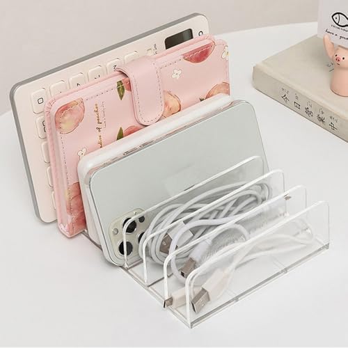 14 Slots Universal Multi Device Organizer Dock Space-Saving Acrylic Clear Multi Phone Stand Holder Divider for iPhone Portable External Hard Drive HDD Phone Cases External CD/DVD Drive - Image 4