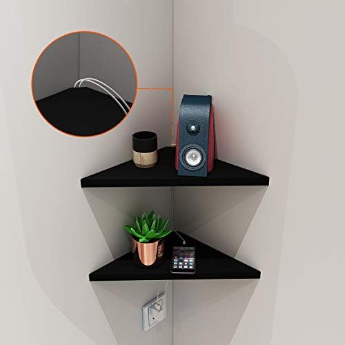 evron Corner Mounting Shelf Set of 2 – Easy to Install Floating Wall Shelves with Wood Grain Finish, Durable and Waterproof ABS Plastic for Kitchen, Bathroom, Living Room Home Décor - Image 5