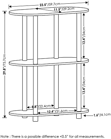 Furinno Turn-N-Tube Toolless 3-Tier Oval Display Shelf, Bauhaus Oak - Image 3