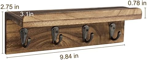 Key Holder Wall Mount, Farmhouse Wall Shelf with 4 Hooks for Entryway - Image 4