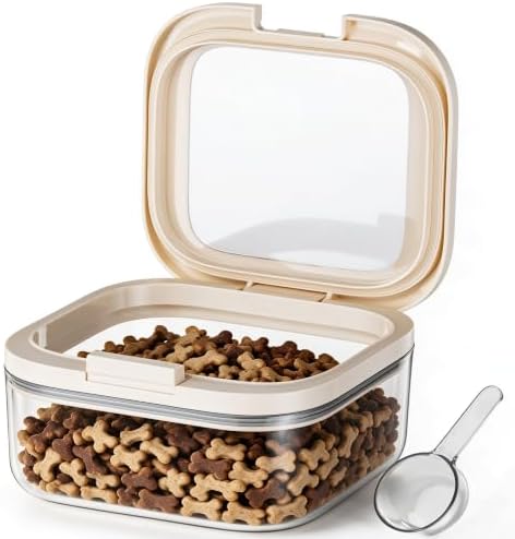 LivLab Mker Pet Treat Container, 1.59QT, One-Handed Open, Clear, Stackable by LivLabMker