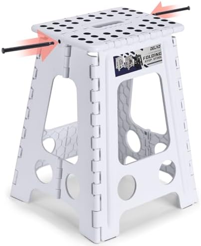 Delxo 17.5 Inch Folding Step Stool,Foldable Step Stool for Adults White by Delxo
