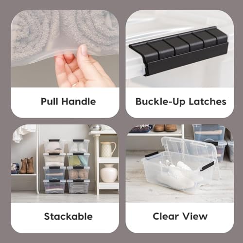 IRIS USA 4-Pack 13 Quart Storage Bins with Lids, Clear - Image 3