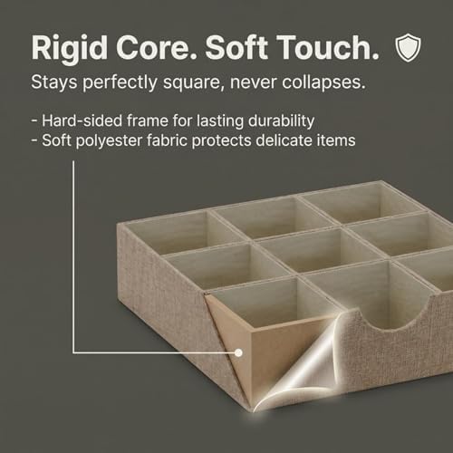 Household Essentials Brown 723-1 Deep 9 Section Drawer Organizer Box for Storage | 12 in x 12 in 3.13 - Image 5