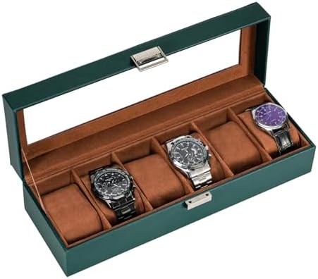 ProCase Watch Box, 6 Slot Mens Watch Display Case, MidnightGreen by ProCase