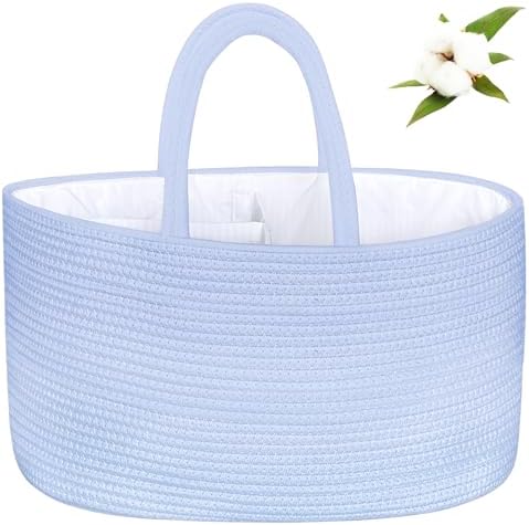 X-Large Baby Diaper Caddy Organizer, Cotton Rope Nursery Storage Basket by ABenkle