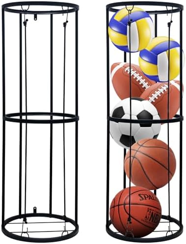 Garage Ball Storage Rack, Wall-Mounted Vertical Ball Holder for Soccer Volleyball Football Basketball, Space-Saving Sports Ball Storage Organizer for Garage, Home by Unknown