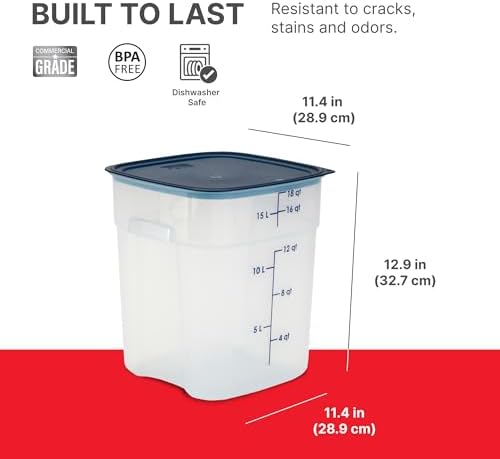 Cambro FreshPro 18 Quart (QT) Food Storage Container with Lid (Restaurant Grade) - for Food Prep, Commercial Kitchen, Pet and Dog Food Container (Translucent) - Image 4