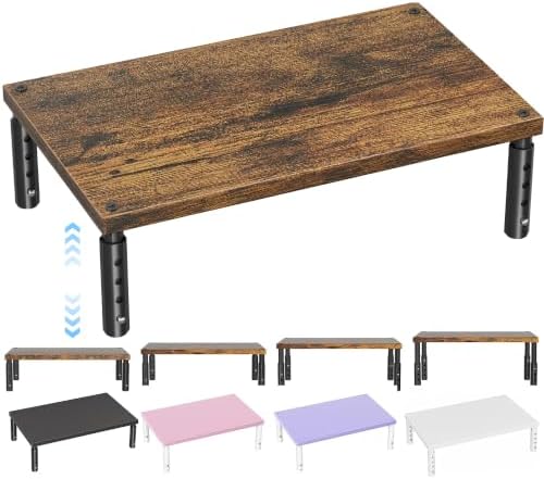 OPNICE Adjustable Monitor Stand Riser for Desk, Wood Computer & Laptop Stand, Desk Organizers and Accessories, Office Desk Accessories & Workspace Organizer for Home Office Supplies, Brown by OPNICE