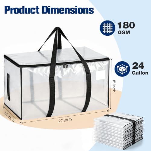 8 Pack Heavy Duty Waterproof Moving Bags, Foldable Totes - Image 2