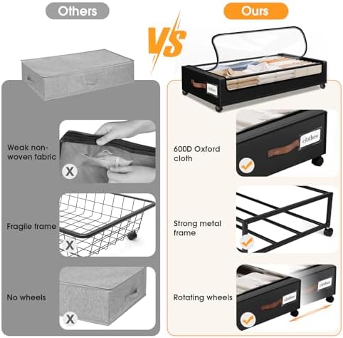 Under Bed Storage with Wheels 1Pack Storage Containers with Clear Window - Image 6