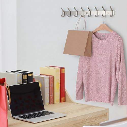 Coat Rack Wall Mount – Brushed Nickel 24 Inch Stainless Steel Hook Rail with 8 Heavy Duty Double Coat Hooks – Wall Mounted Coat Hanger for Entryway, Bathroom, Bedroom, Towel, Hat Organizer - Image 6
