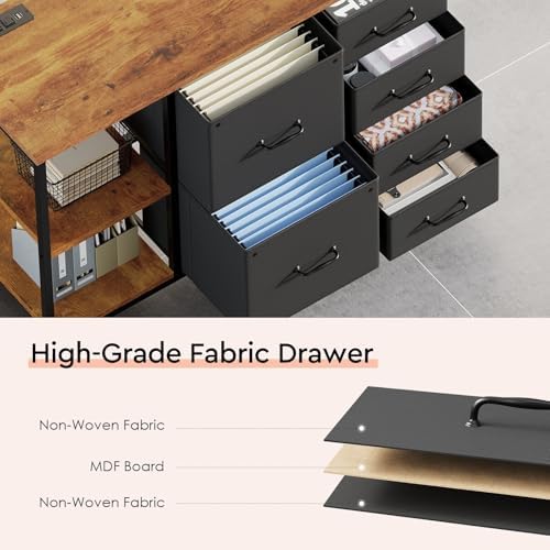 Maihail 6 Drawer File Cabinet with Charging Station and Open Storage Shelf - Image 4