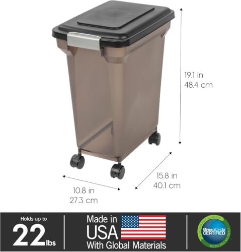 IRIS USA Dog Food Storage Container, Up to 22 lbs, Smoke, Made in USA - Image 3