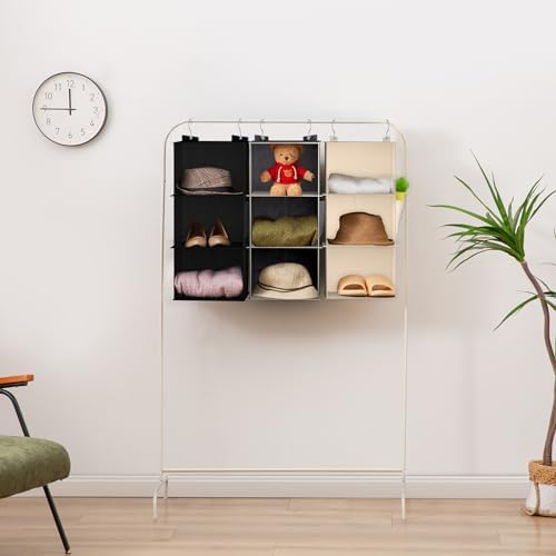 YOUDENOVA Hanging Closet Organizer and Storage for Clothes, 3-Shelf, Beige - Image 4