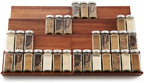 Tinamo Acacia Wood 4-Tier Spice Rack Organizer for Cabinet, Pack of 8 Pcs - Image 5
