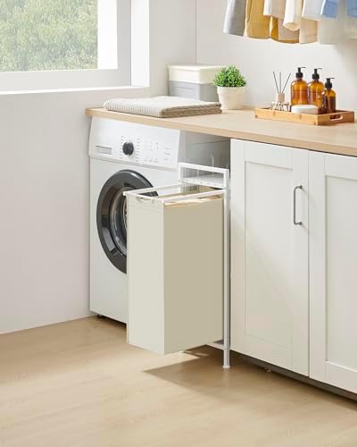 VASAGLE 47 Litre Metal Frame Laundry Basket with Shelf 42 x 28 x 75 cm - Image 2