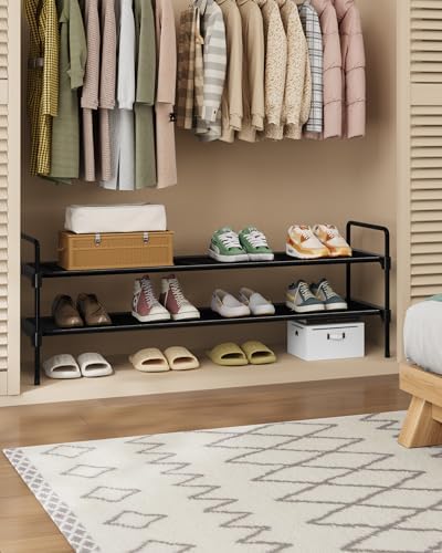Kitsure Long Shoe Rack for Closet, 36.1" Wide - 2 Tiers, Black - Image 7