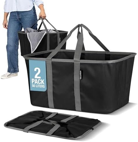 Collapsible Laundry Tote - Midnight Black/Shadow Gray (2PK) by CleverMade